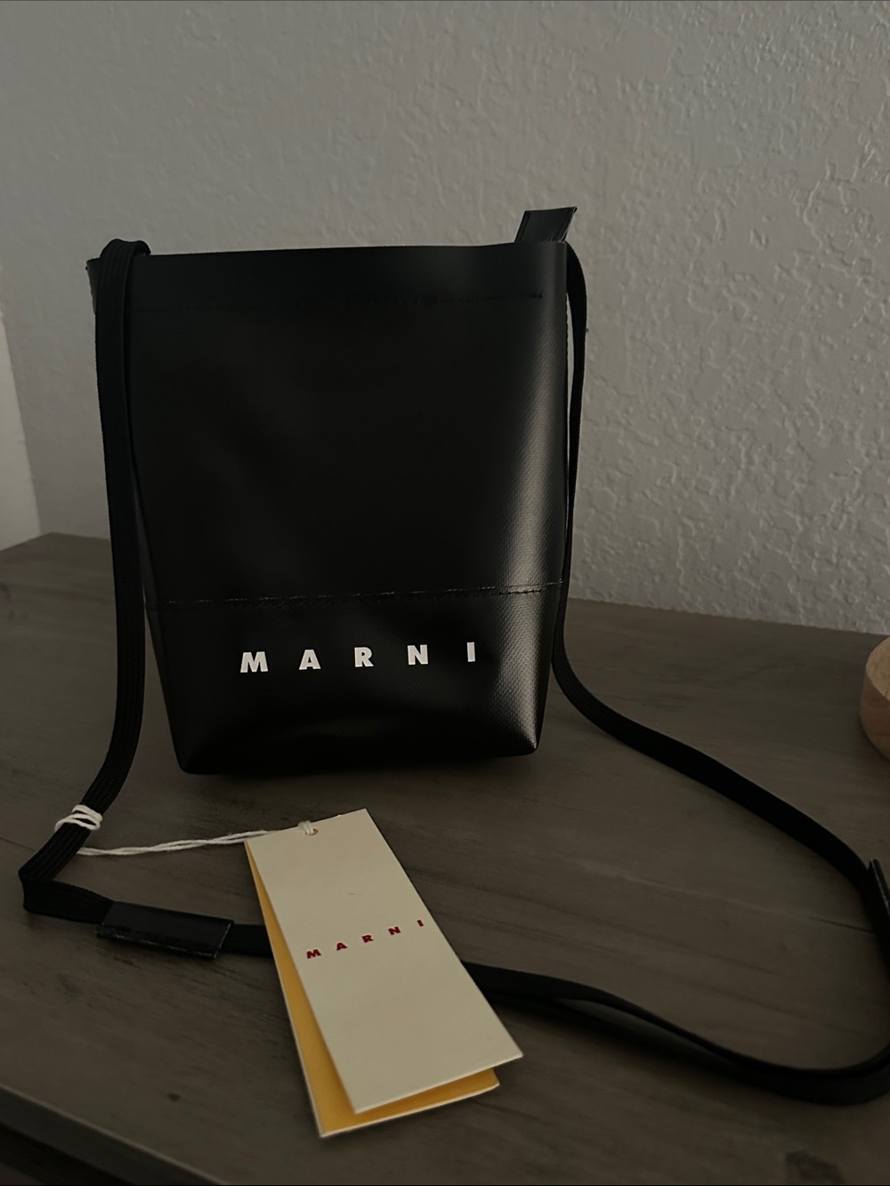 Marni Black Mini Crossbody Pouch with Logo authentic